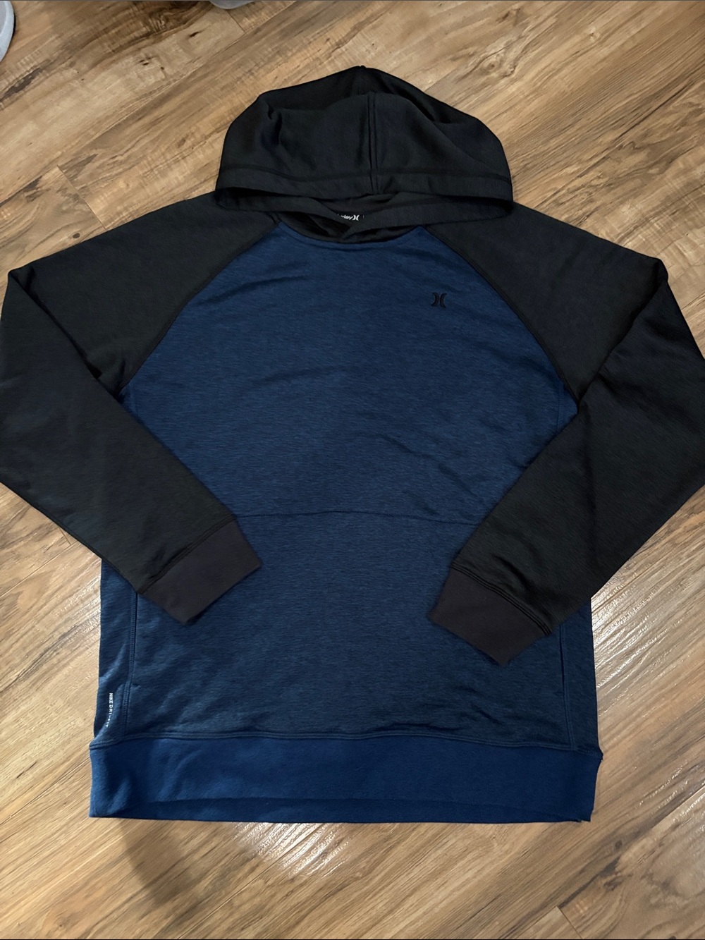 Hurley Navy and Black Raglan Pullover Hoodie